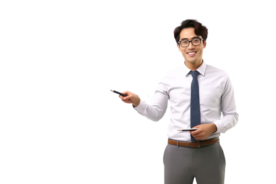 A happy young handsome professor focused on teaching generative ai