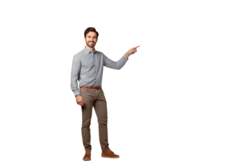 A happy young handsome professor focused on teaching,isolated on transparent background generative ai