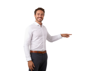 A happy young handsome professor focused on teaching,isolated on transparent background generative ai