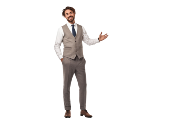 A happy young handsome professor focused on teaching,isolated on transparent background generative ai