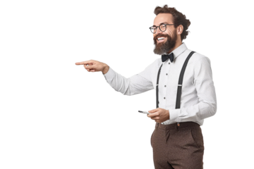 A happy young handsome professor focused on teaching,isolated on transparent background generative ai