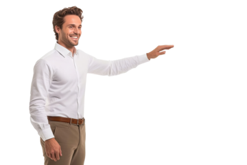 A happy young handsome professor focused on teaching,isolated on transparent background generative ai