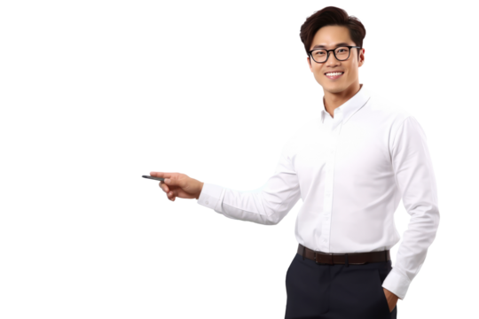 A happy young handsome professor focused on teaching generative ai