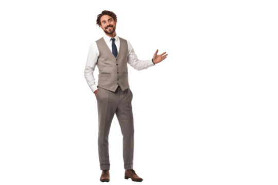 A happy young handsome professor focused on teaching,isolated on transparent background generative ai