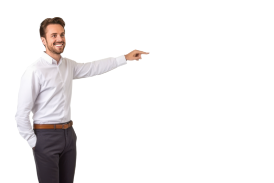 A happy young handsome professor focused on teaching,isolated on transparent background generative ai