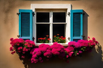 window with beautiful flowers