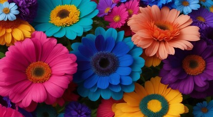 Fototapeta na wymiar bouquet of colored flowers, colorful background, colorful background of flowers, full hd flower wallpaper, flowers banner, close-up of colored flowers