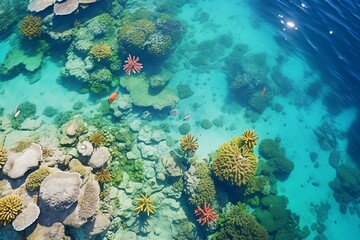Fototapeta na wymiar Aerial Glimpse of Vibrant Coral Reef.