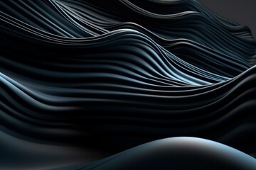 Contemporary 3D backdrop showcasing abstract black layers with ripple effect in a rendered format. Generative AI