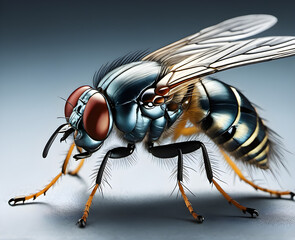 Tsetse Fly Elegance: Close-Up Portrait of a Tsetse Fly. generative AI