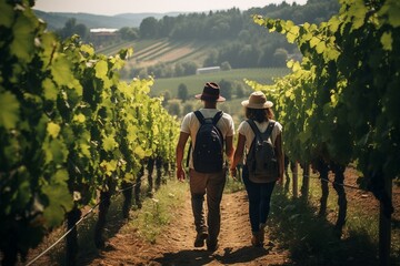 A Couple's Hike Through the Vineyard.