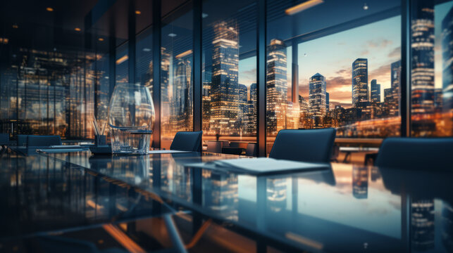 Blurry background with office with big glass in city