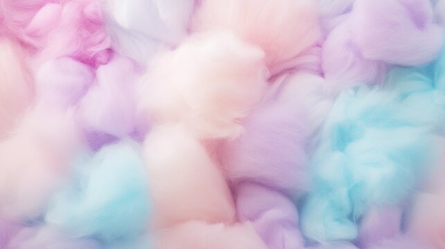 Colorful cotton candy in soft pastel color background, romantic pastel texture background.