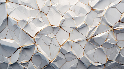 3D Rendered White in Gold Marble Graphite Stone Pattern with Intricate Polygonal Line Cracks and Dynamic Cracking Effects, Elevating Interior Design, Architecture, and Creative Projects with Luxurious