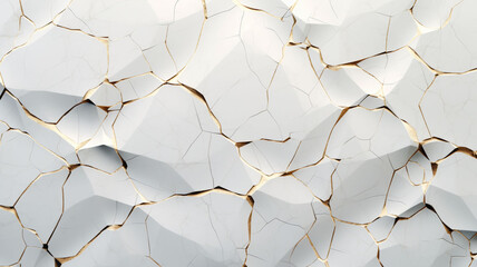  3D Rendered White in Gold Marble Graphite Stone Pattern Showcasing Intricate Polygonal Line Cracks and Dynamic Cracking Effects: A Testament to Elegance and Innovation Interior Design, Architectual  - obrazy, fototapety, plakaty