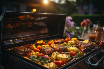 Naklejka premium Barbeque grilling closeup