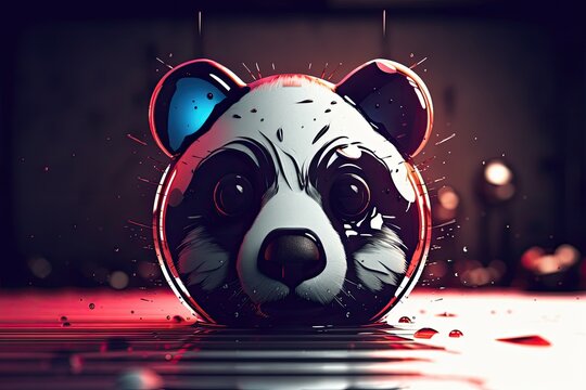 Angry panda in a bubble. Generative ai