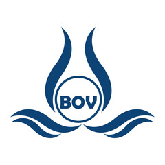 BOV letter water drop icon design with white background in illustrator, BOV Monogram logo design for entrepreneur and business.
