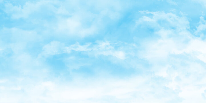 Vector realistic skyscape with tiny clouds, small and large clouds alternating and moving slowly on cloudy winter morning blue sky, white cloud and clear blue Abstract sky in sunny day with clouds.