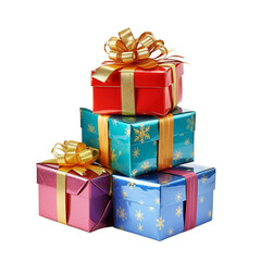 colorful gift boxes isolated on transparent background