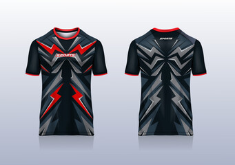 Sport design jersey thunder red abstract for football soccer, racing, esport, running