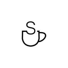 letter S and cup logo vector. coffee logo.