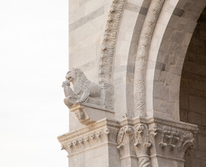 Statue over façade of Lucca Cathedral