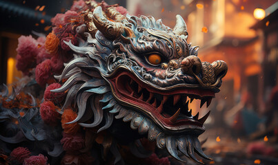 Fototapeta premium Chinese dragon on street, Celebrating Chinese New Year