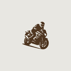 バイクをシンボリックに用いたシンプルかつスタイリッシュなロゴのベクター画像