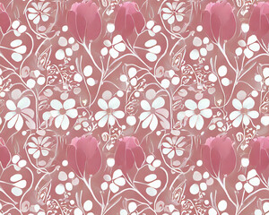 Seamless pink floral pattern