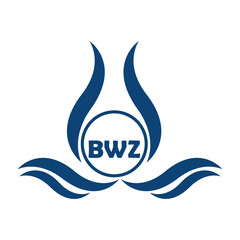 BWZ letter water drop icon design with white background in illustrator, BWZ Monogram logo design for entrepreneur and business.
