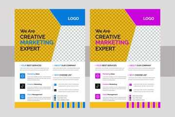 Business Flyer Layout with Colorful Accents. Corporate creative colorful business flyer template design , abstract business flyer, vector template design or business poster template in A4 size.