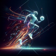Luminous Action: 3D Neon Handball Poster Design Sparks Excitement.