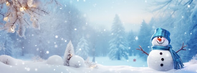 christmas background greeting backgrop scenery with snow and mountain with snowman decorating cheer fun joyful festive xmas background concept