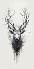 Poster black and white deer head © Grumpy