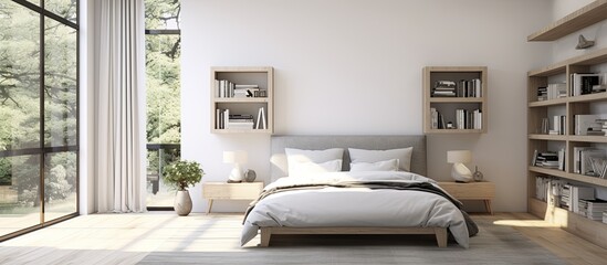 home interior design creative ideas concept contermporary bedroom earthtone colour scheme decorative with natural material cosy and minimal clean clear element house beautiful background,ai generate