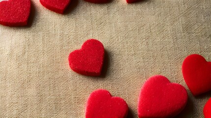 Fototapeta premium red hearts on a wooden background, Generative AI