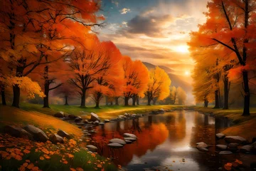 Foto op Plexiglas autumn landscape in the forest © Asad