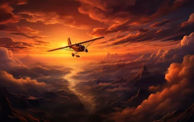 Fotobehang Photograph of a Place Soaring in the Sunset Sky © Sania_Art