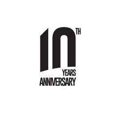 10th anniversary emblem. Ten years anniversary celebration symbol