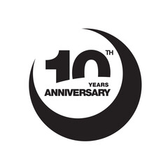 10th anniversary emblem. Ten years anniversary celebration symbol