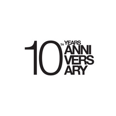 10th anniversary emblem. Ten years anniversary celebration symbol