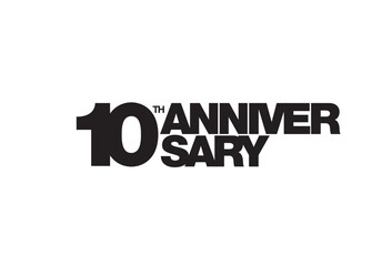 10th anniversary emblem. Ten years anniversary celebration symbol