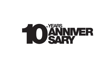 10th anniversary emblem. Ten years anniversary celebration symbol