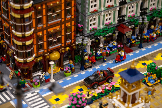 7 October 2023, Jakob Escher "City" work during the Braga Brick Fan Event 2023, an exposition of Lego Artists located in Altice Forum, Braga, Portugal.