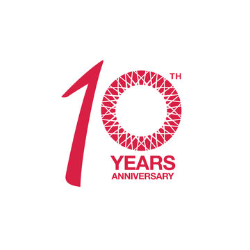 10th anniversary emblem. Ten years anniversary celebration symbol