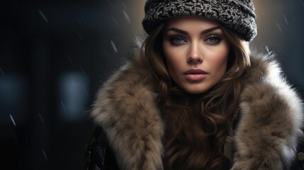 Sophisticated Winter Fashion, Elegance Woman Wearing Trendy Accessories
