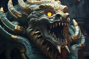 golden dragon statue, Generative AI