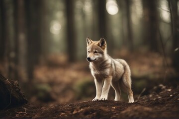 Naklejka na ściany i meble wolf in the forest