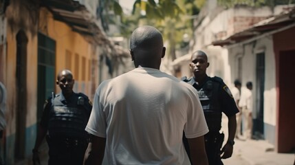 Fictitious photo of police approaching a suspect in the Dominican Republic AI generative